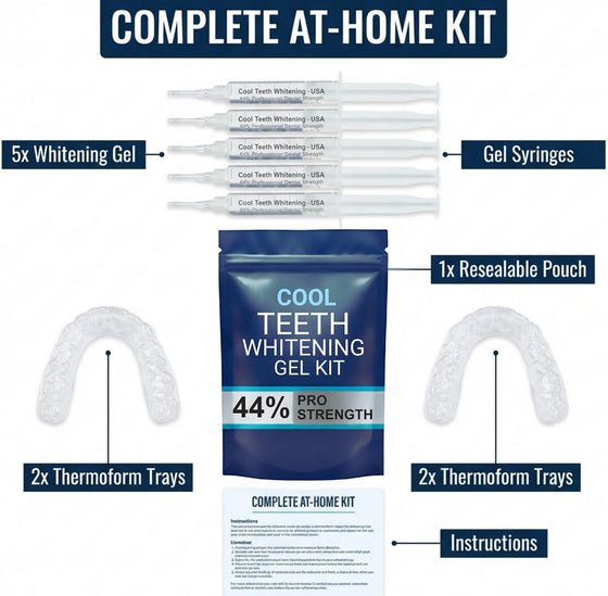 Cool Teeth Whitening 44% Gel Kit - 5 Pack & 2 Trays