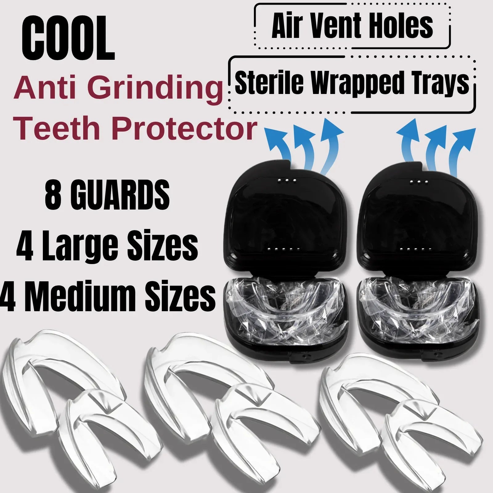 Mouth Guard for Grinding Teeth – 8 Moldable Night Guards 2 Sizes