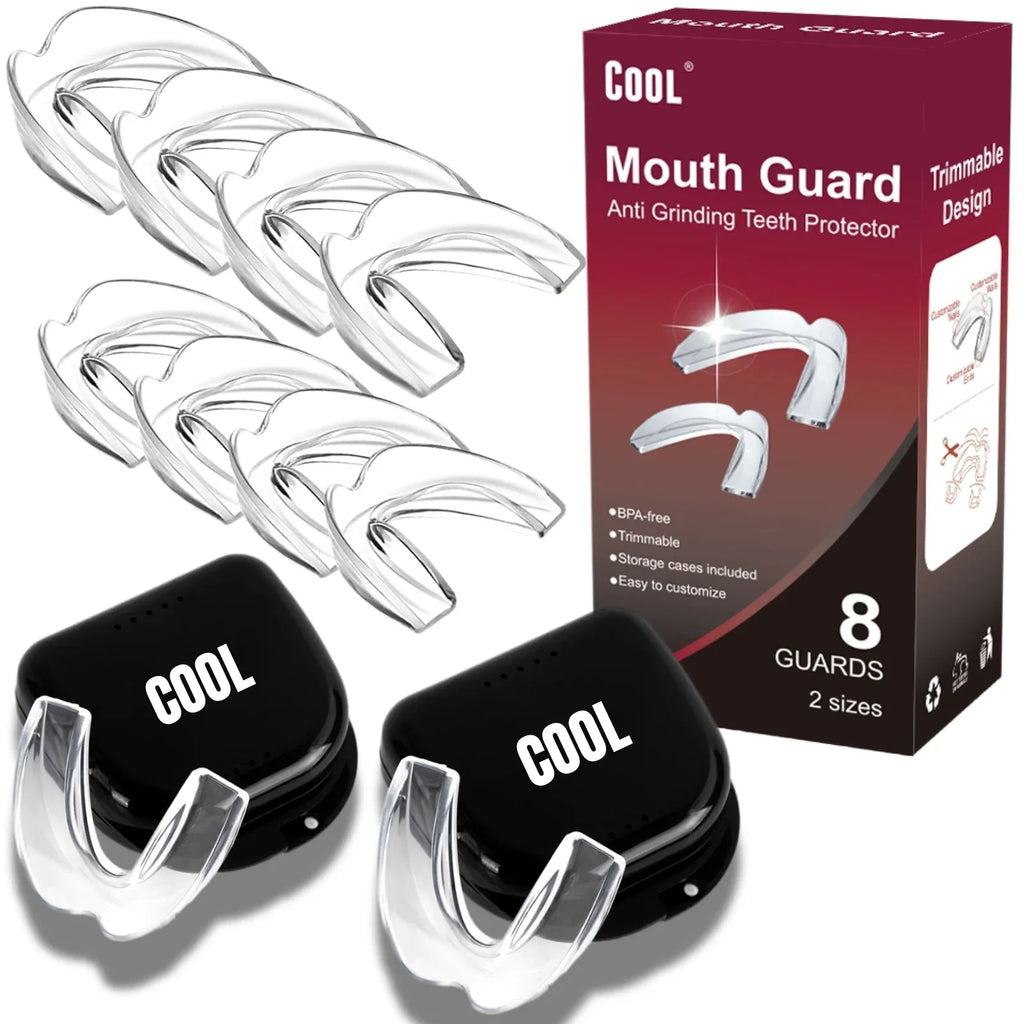 Mouth guards with packaging displaying 'Cool' brand on a white background