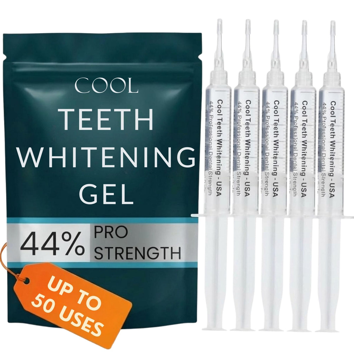 44% Carbamide Peroxide Teeth Whitening Gel Kit – 5 Syringes Refills