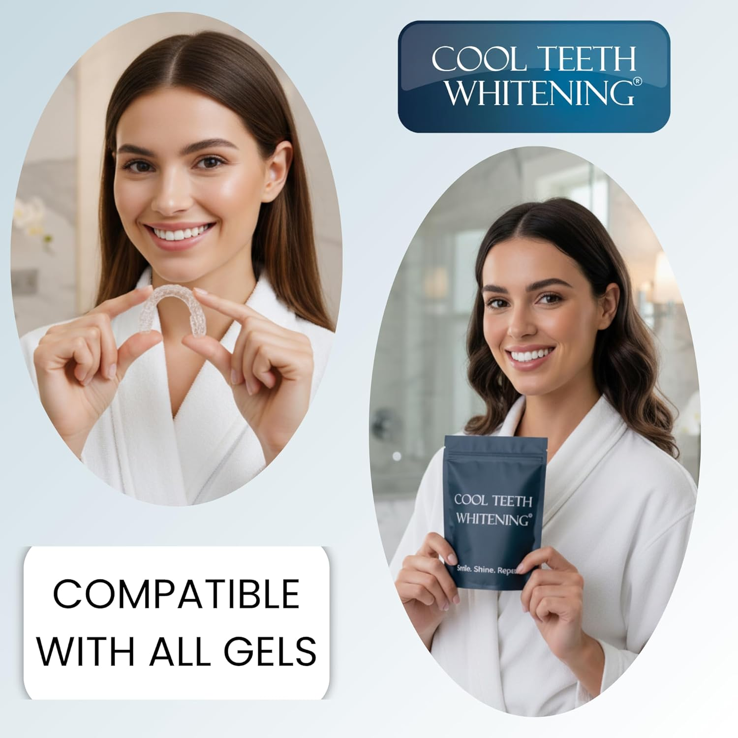 Moldable Teeth Whitening Trays - 4 Trays + 2 Black Cases