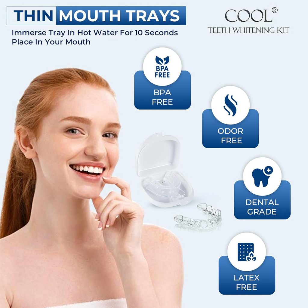 Moldable Teeth Whitening Trays - 4 Trays + 2 White Cases