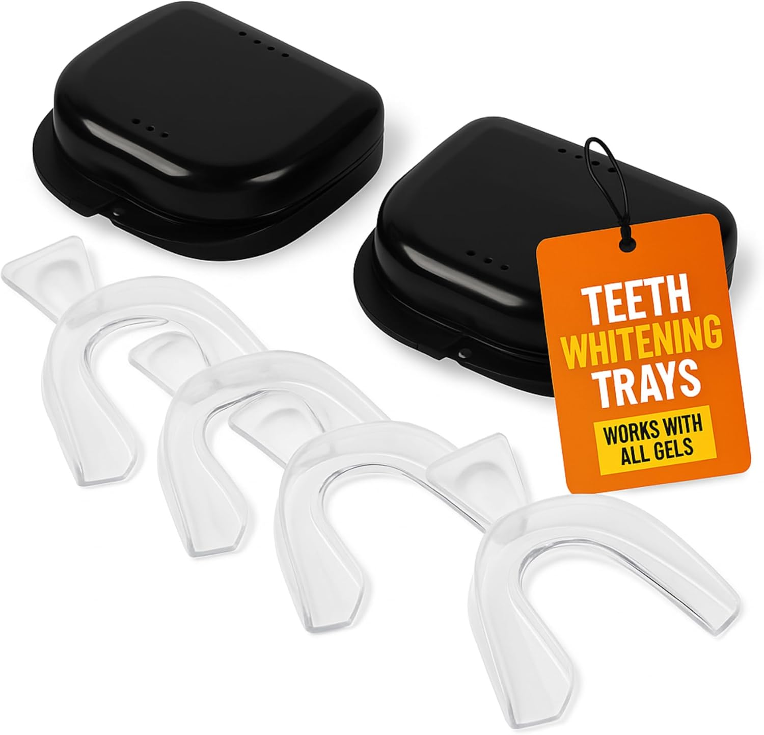 Moldable Teeth Whitening Trays - 4 Trays + 2 Black Cases