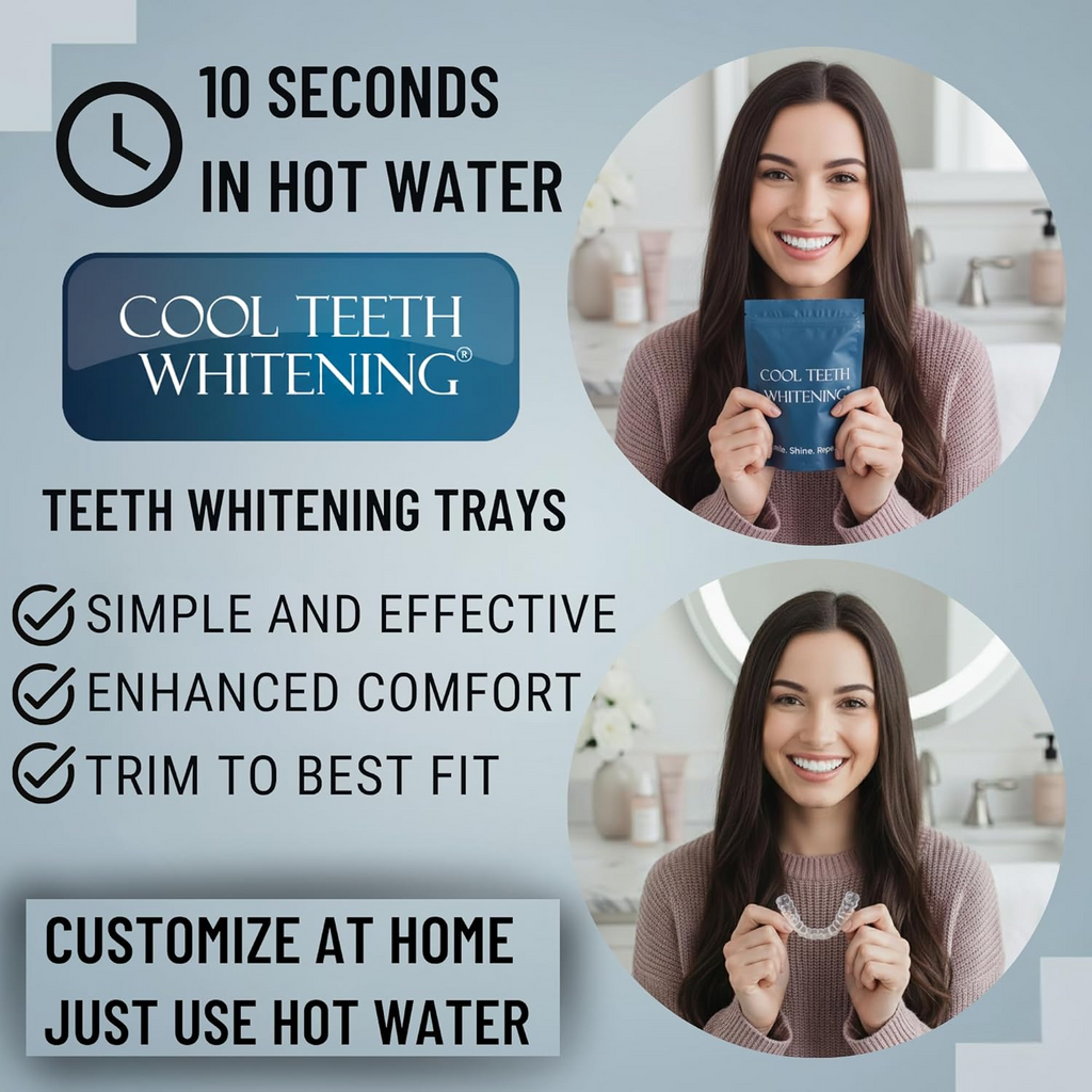 Moldable Teeth Whitening Trays - 4 Trays + 2 Black Cases