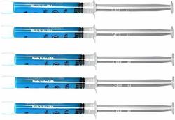 Cool Teeth Whitening remineralization gel for sensitive teeth in five blue syringes