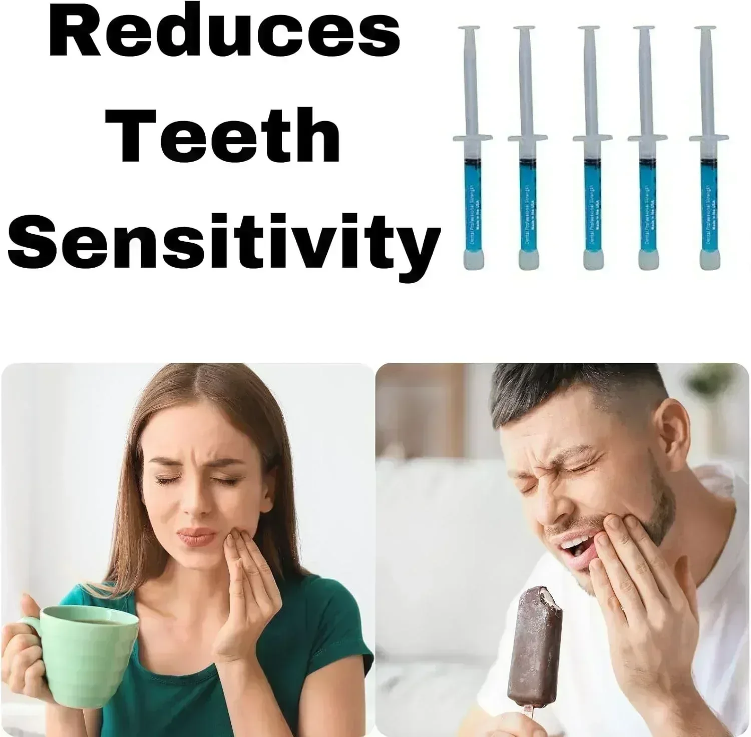 Cool Teeth Whitening remineralization gel for sensitive teeth in syringes reducing tooth sensitivity